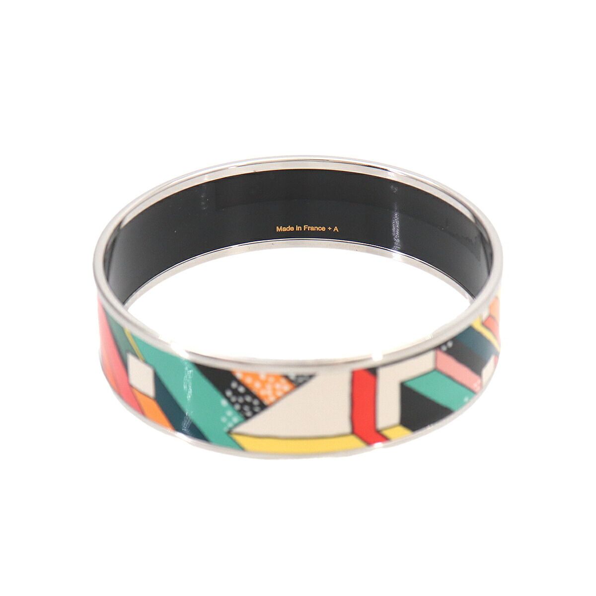 Hermes Enamel Bangle Bracelet Multicolor Gold Email — view 3