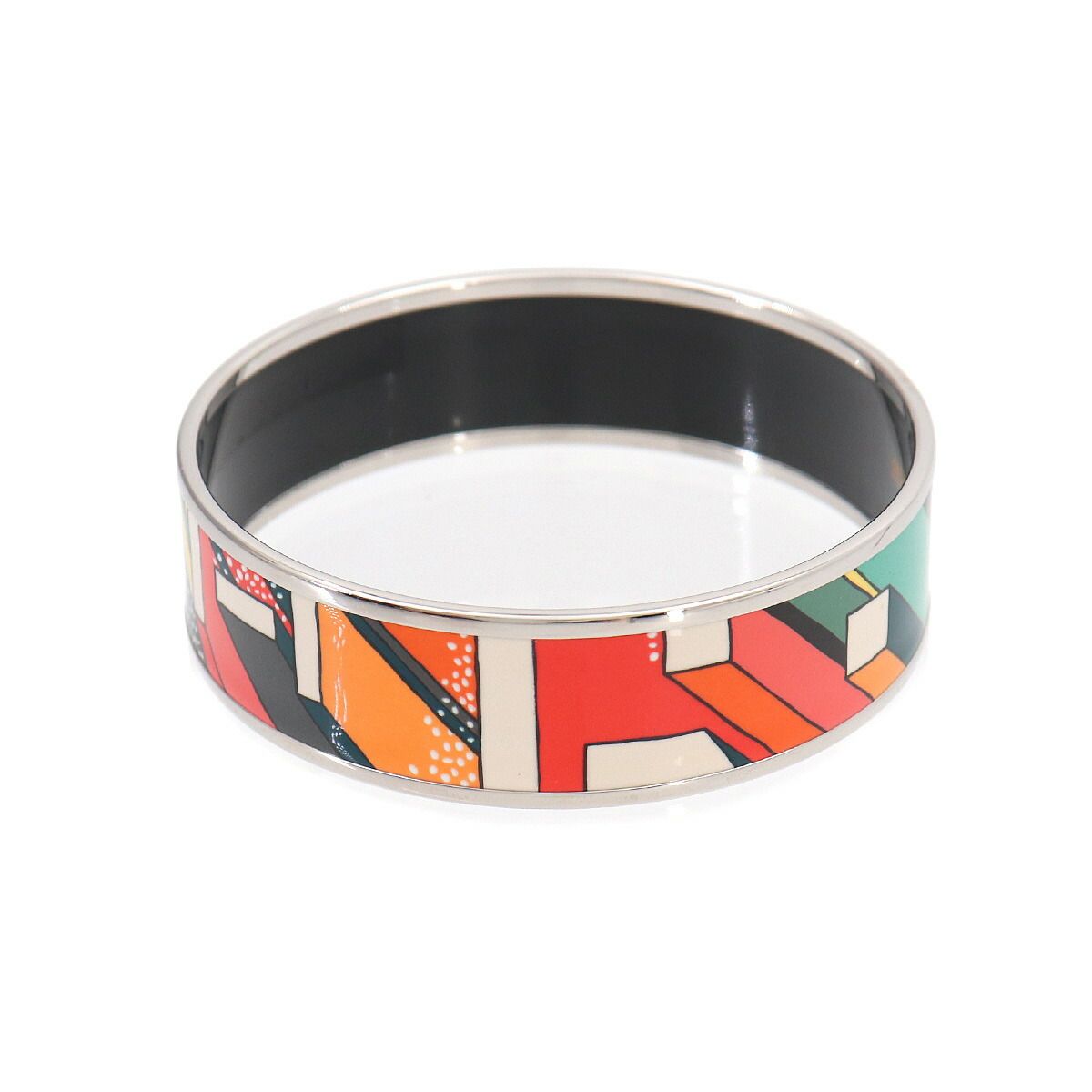 Hermes Enamel Bangle Bracelet Multicolor Gold Email — view 4