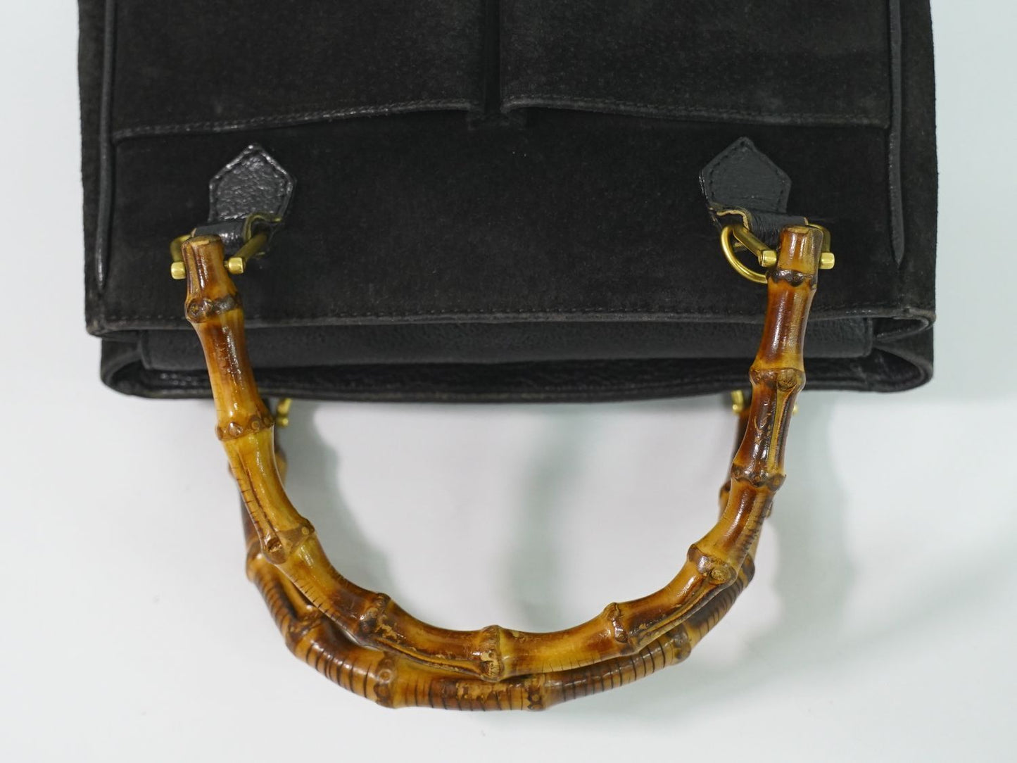 Gucci Bamboo Handbag Suede Leather Black — view 4