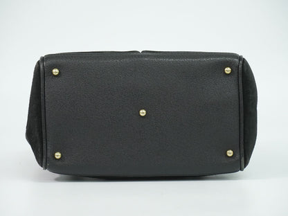 Gucci Bamboo Handbag Suede Leather Black — view 3