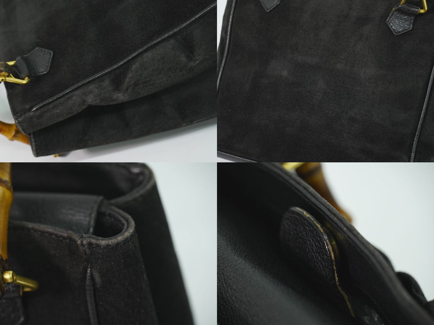 Gucci Bamboo Handbag Suede Leather Black — view 8