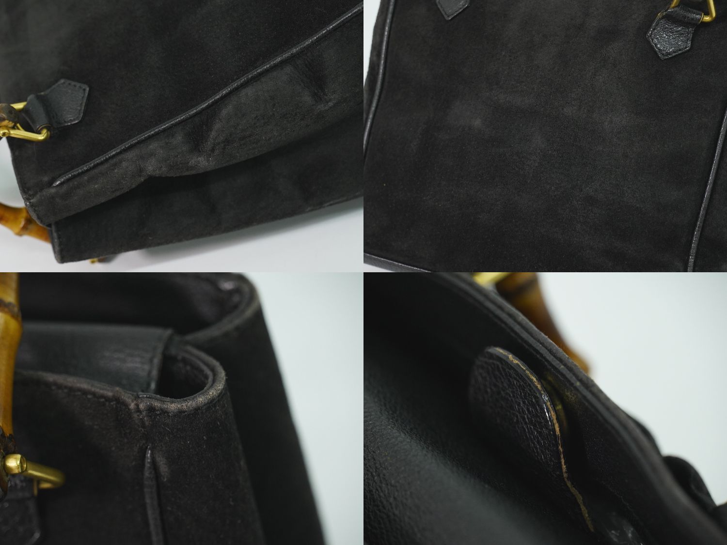 Gucci Bamboo Handbag Suede Leather Black — view 8