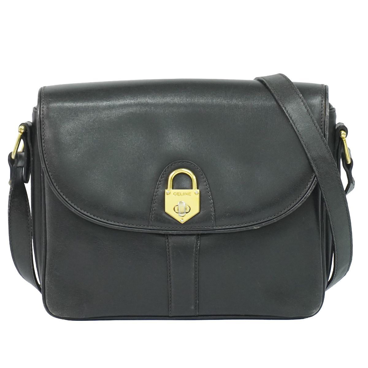 Celine Leather Shoulder Bag Pochette Black
