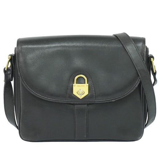 Celine Leather Shoulder Bag Pochette Black