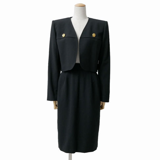 Saint Laurent Rive Gauche Vintage Skirt Suit 36 Cropped Buttonless Jacket Tight