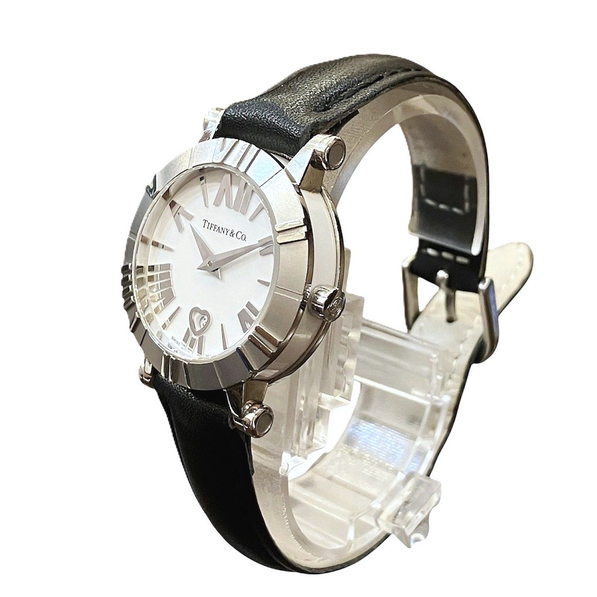 Tiffany & Co Atlas Watch SS Leather Quartz White Dial — view 2