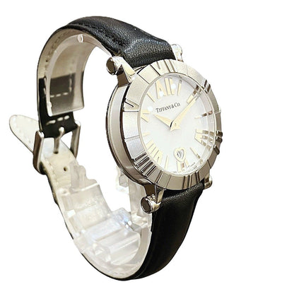 Tiffany & Co Atlas Watch SS Leather Quartz White Dial — view 3