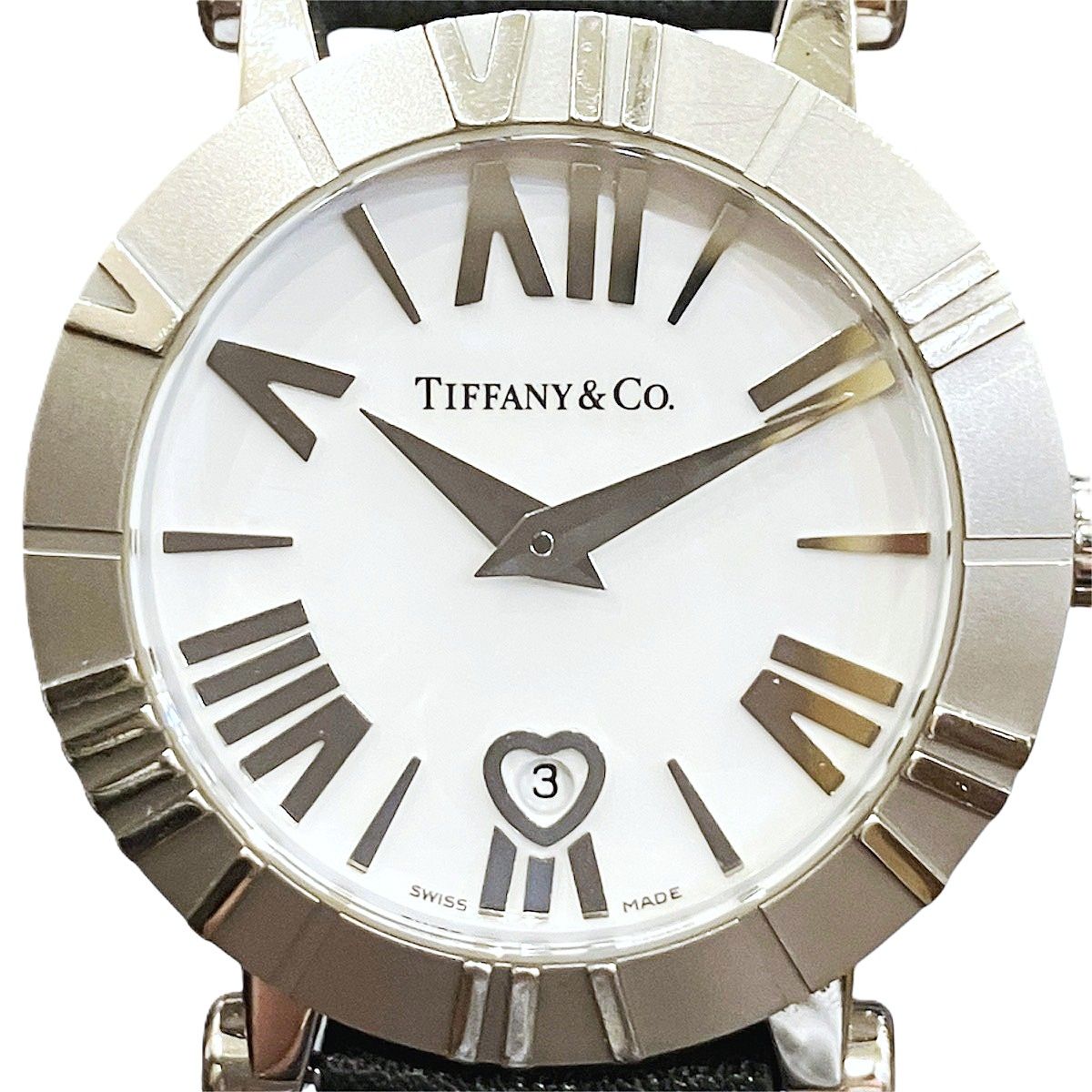 Tiffany & Co Atlas Watch SS Leather Quartz White Dial — view 4