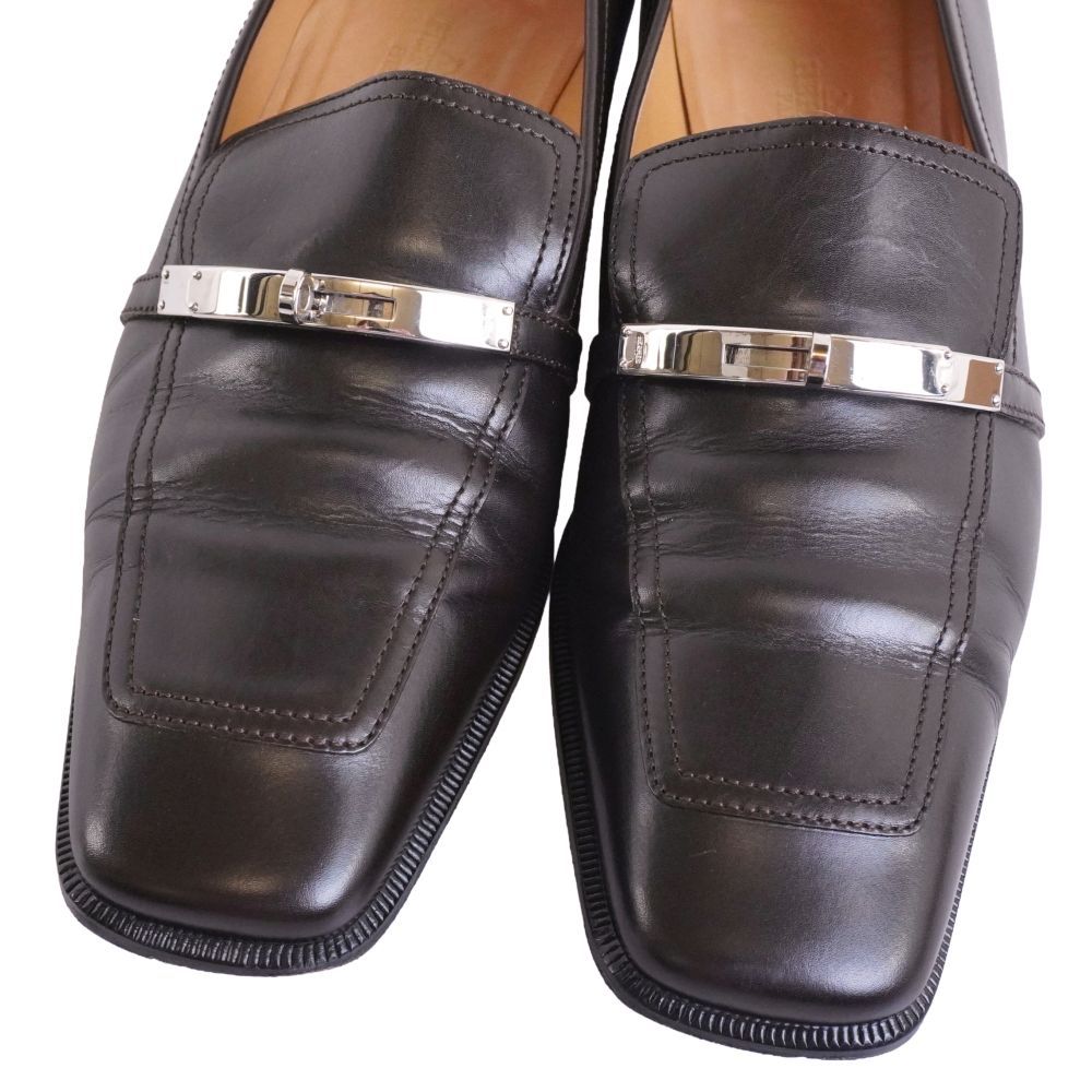 Hermes Loafers Moccasins Kelly Leather Shoes — view 3