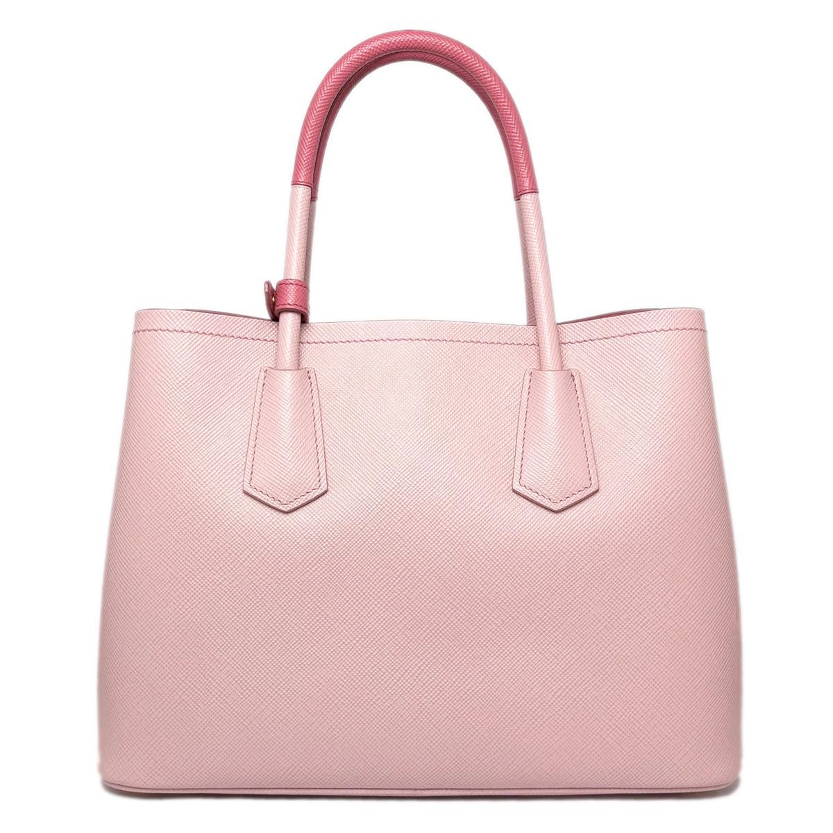 Prada Handbag 2-Way Double Bag Saffiano Cuir Leather Pink Gold — view 2