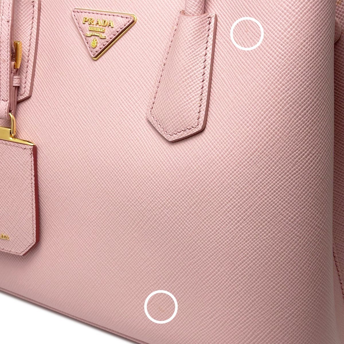 Prada Handbag 2-Way Double Bag Saffiano Cuir Leather Pink Gold — view 8