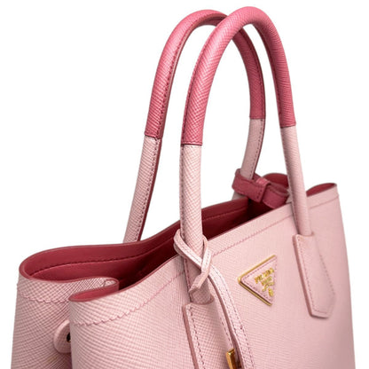 Prada Handbag 2-Way Double Bag Saffiano Cuir Leather Pink Gold — view 4
