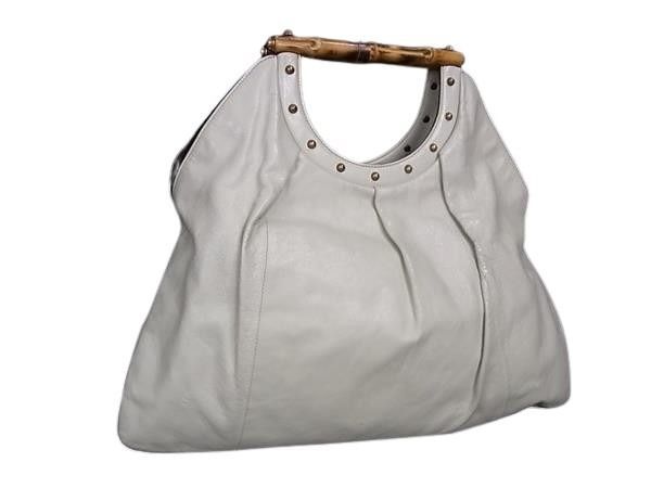 Gucci Handbag Bamboo Ivory Leather Gold