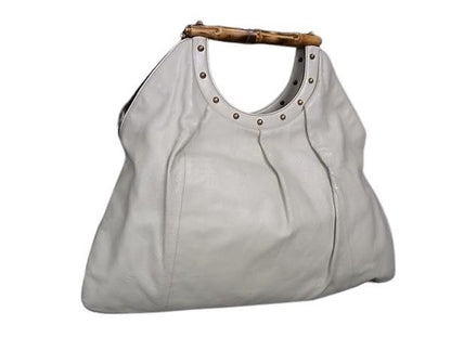 Gucci Handbag Bamboo Ivory Leather Gold