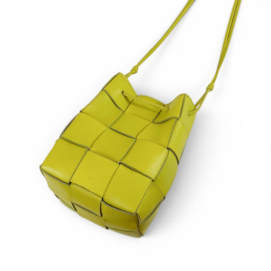 Bottega Veneta Cassette Maxi Intrecciato Leather Small Yellow Green