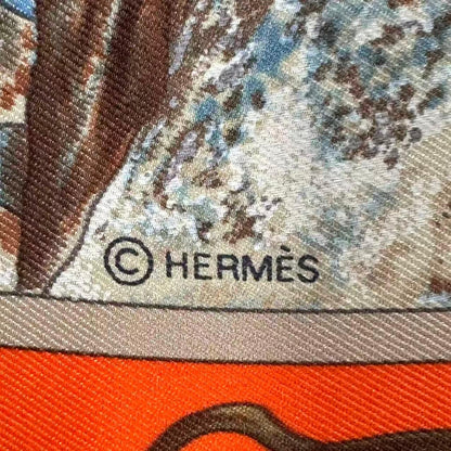 Hermes Scarf Silk The Pony Express Orange — view 7