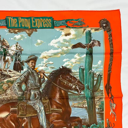 Hermes Scarf Silk The Pony Express Orange — view 3