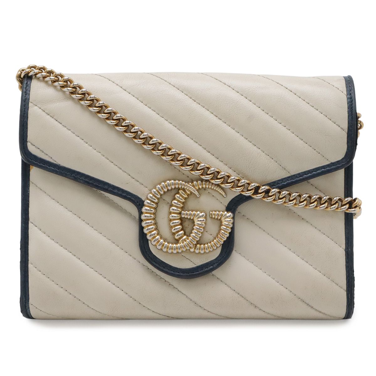 Gucci GG Marmont Chain Wallet Shoulder Bag Pochette 2-Way Clutch Quilted