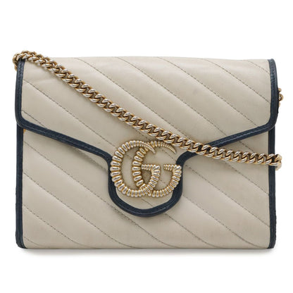 Gucci GG Marmont Chain Wallet Shoulder Bag Pochette 2-Way Clutch Quilted