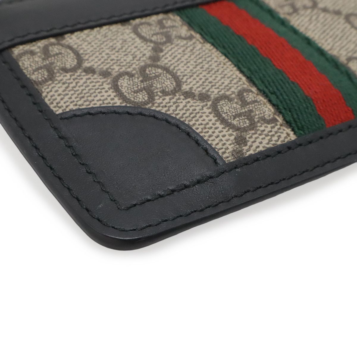 Gucci GG Supreme Webbing Line Sherry Coin Purse Leather Black With Key Hook — view 3