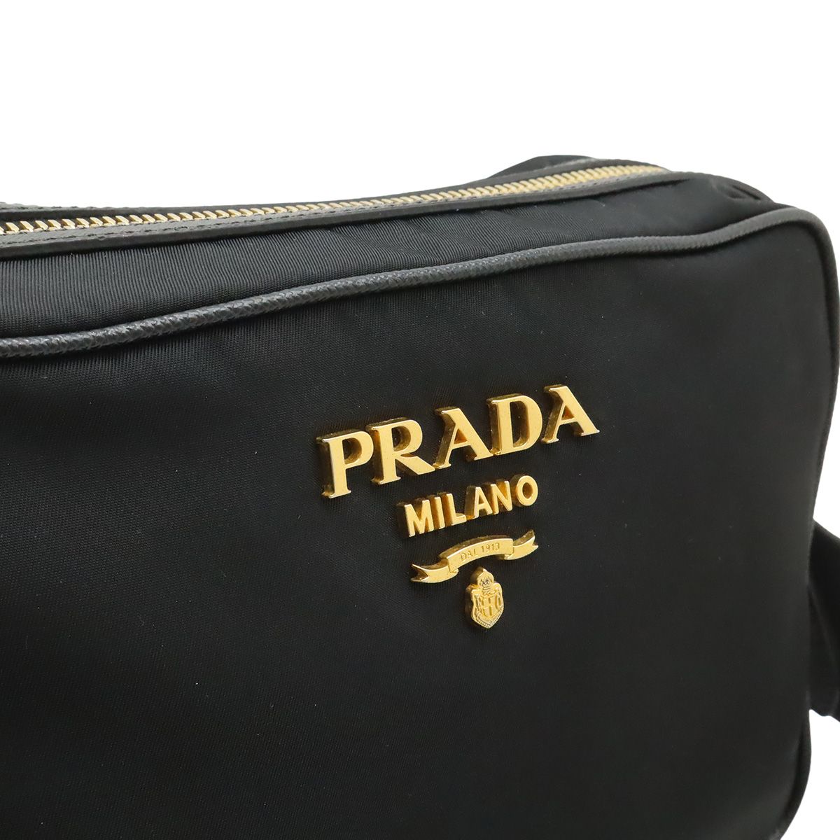 Prada Shoulder Bag Pochette Crossbody 2-Way Pouch Clutch Nylon Leather Nero — view 8