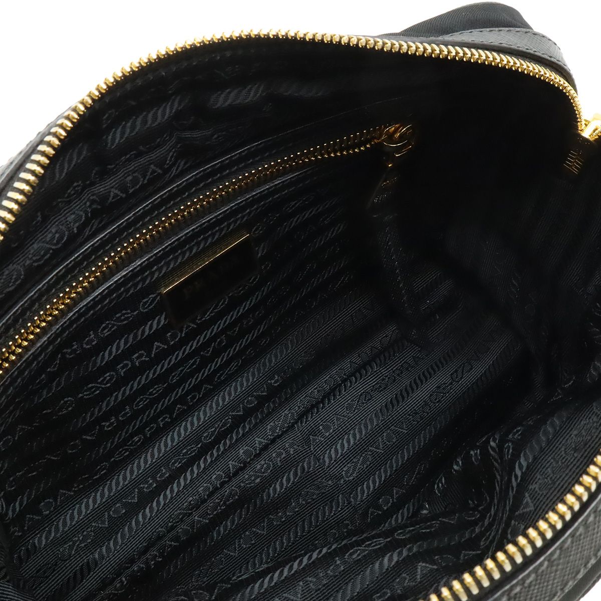 Prada Shoulder Bag Pochette Crossbody 2-Way Pouch Clutch Nylon Leather Nero — view 7