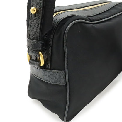 Prada Shoulder Bag Pochette Crossbody 2-Way Pouch Clutch Nylon Leather Nero — view 4