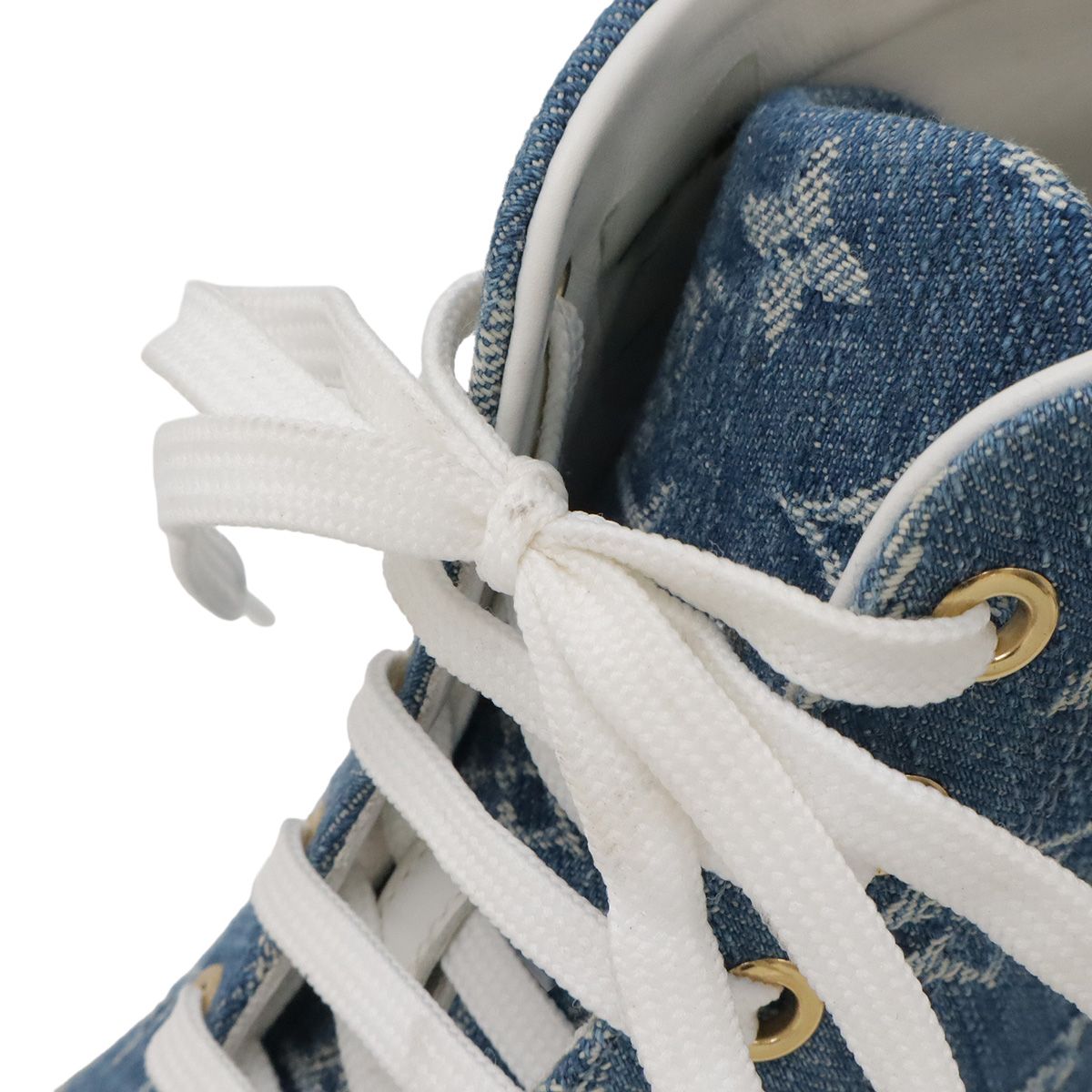 Louis Vuitton Monogram Denim Stella Line High Top Sneakers Blue White — view 6