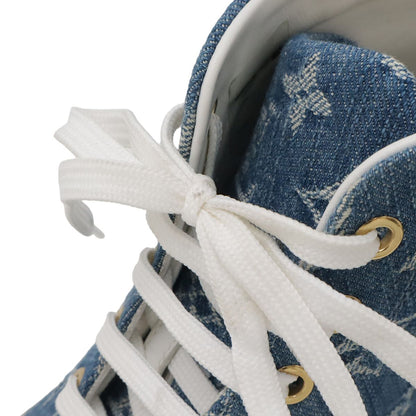Louis Vuitton Monogram Denim Stella Line High Top Sneakers Blue White — view 6