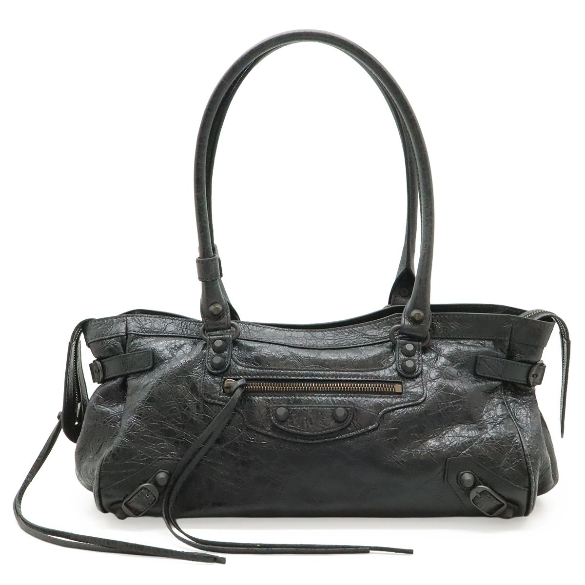 Balenciaga le City East West Tote Shoulder Bag Crossbody Leather Black