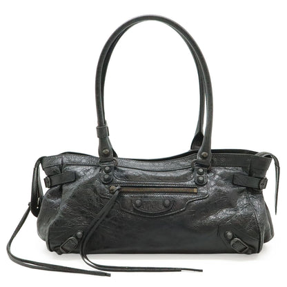 Balenciaga le City East West Tote Shoulder Bag Crossbody Leather Black