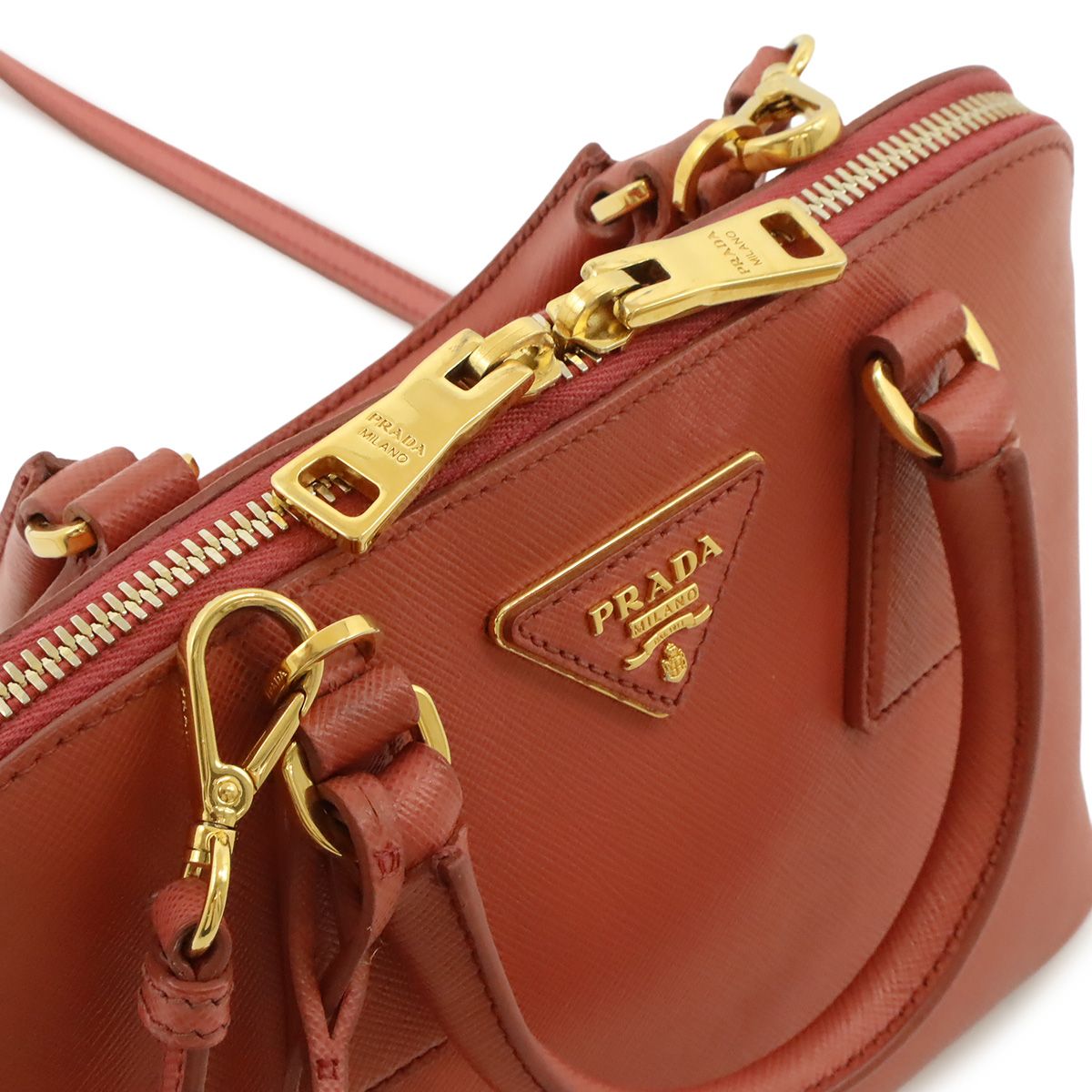 Prada Promenade Mini Bag 2-Way Crossbody Saffiano Leather Pink Gold — view 6