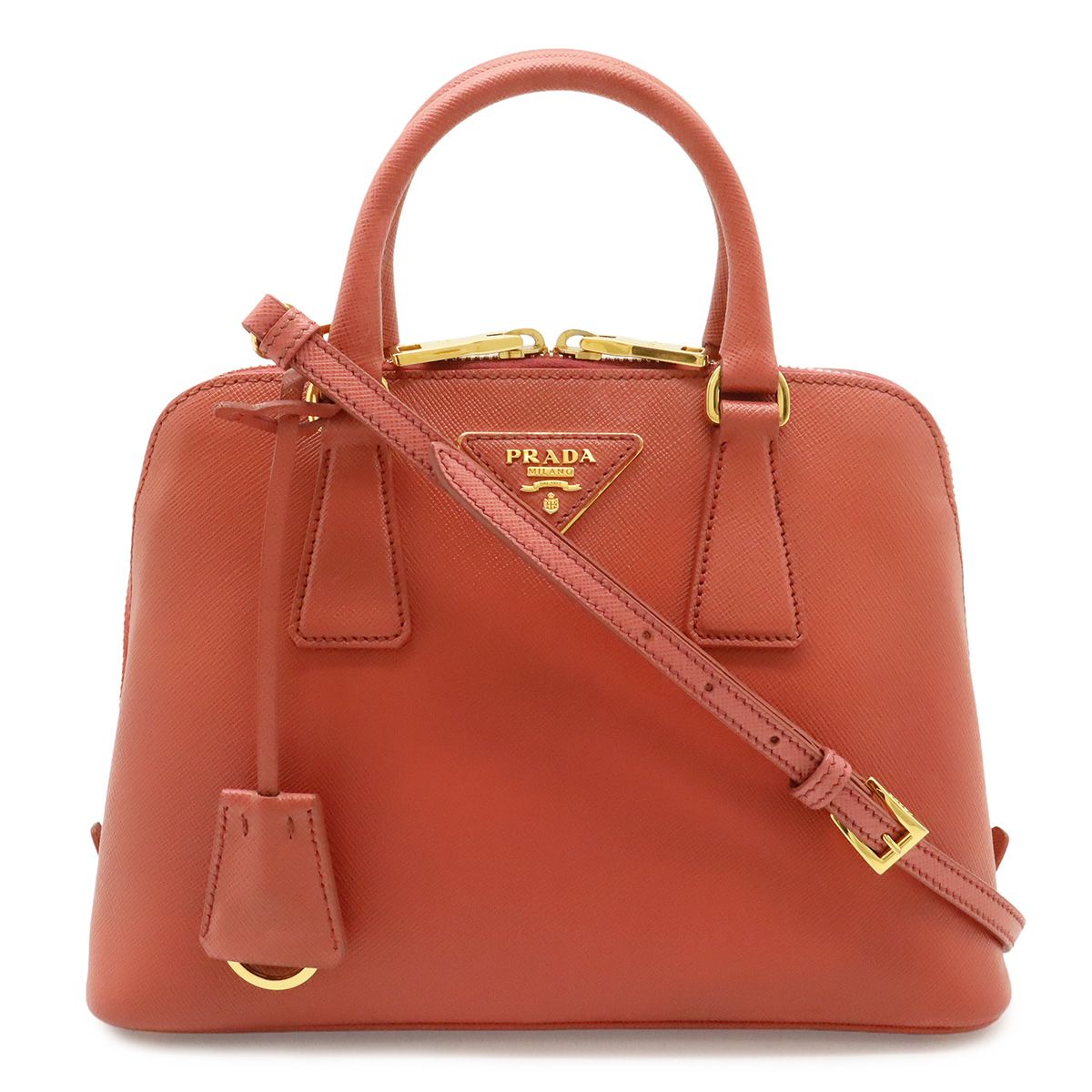 Prada Promenade Mini Bag 2-Way Crossbody Saffiano Leather Pink Gold