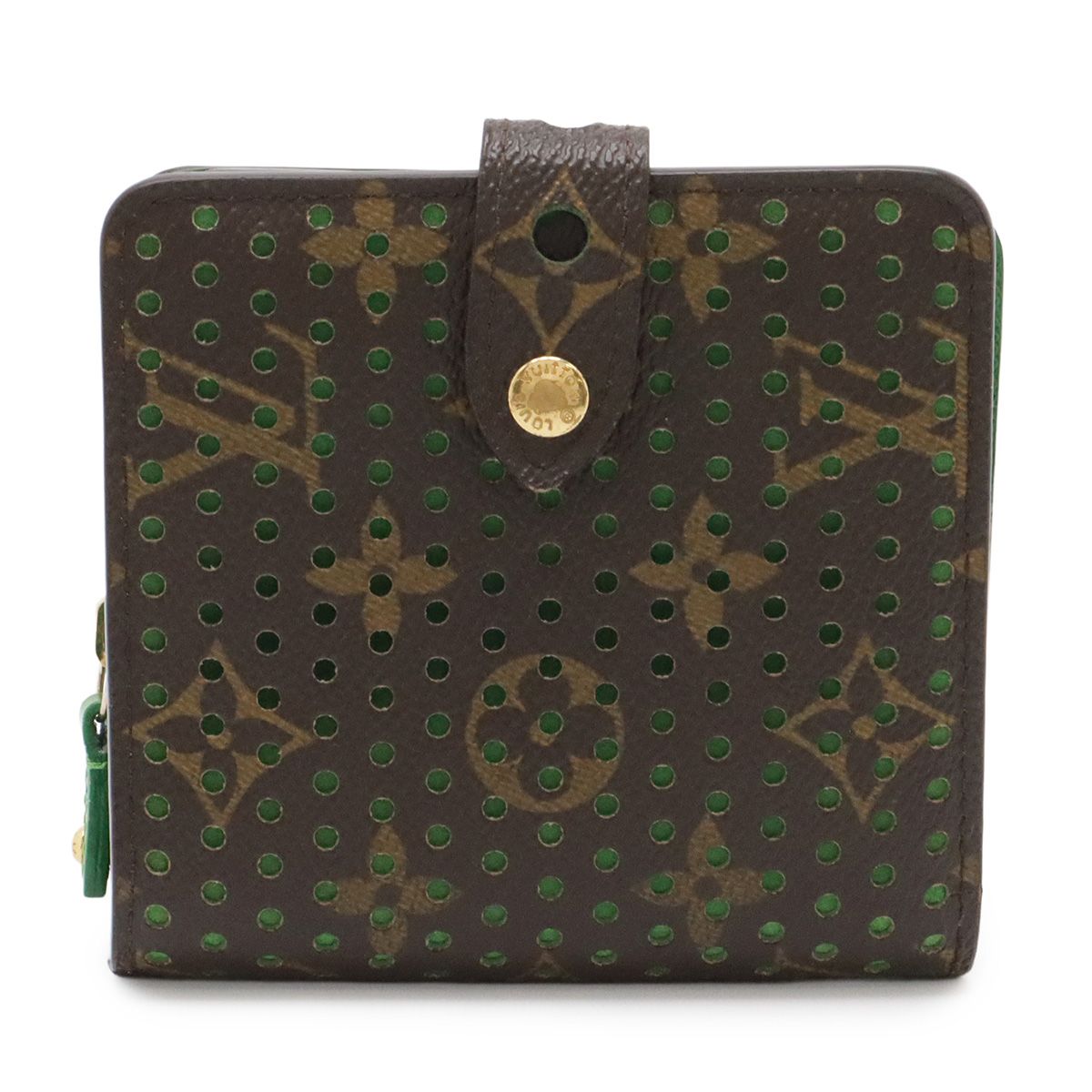 Louis Vuitton Monogram Perforated Compact Zip Bifold Wallet Vert Green