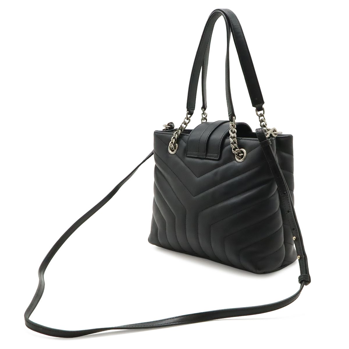 Saint Laurent Paris YSL Loulou Chain Shoulder Bag 2-Way Quilted Leather Black — view 2