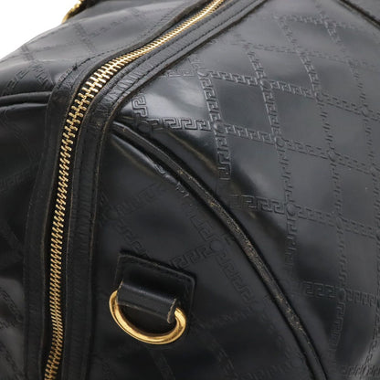 Versace Sun Logo Boston Bag Purse Nylon Black Gold — view 5