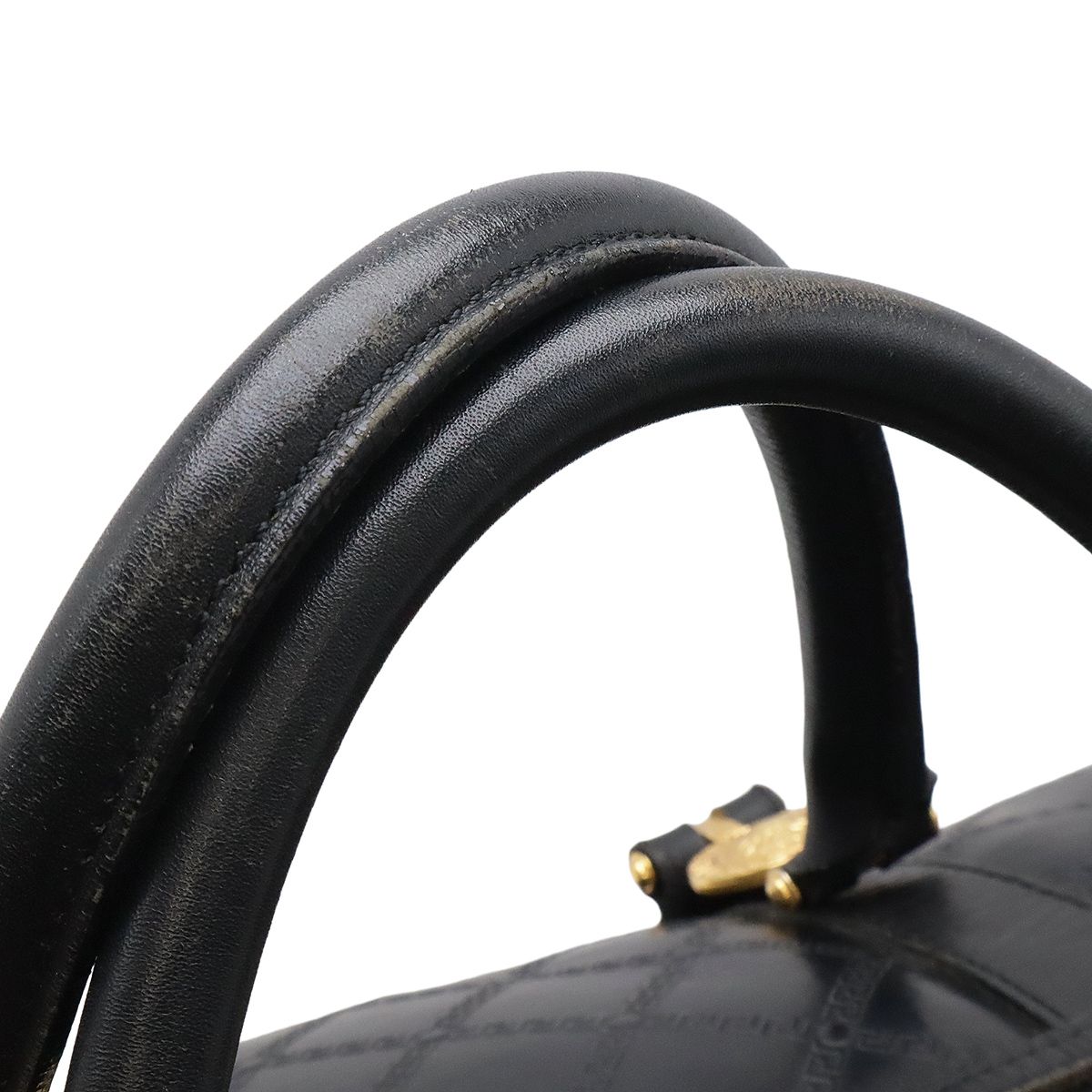 Versace Sun Logo Boston Bag Purse Nylon Black Gold — view 7