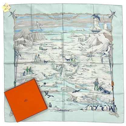 Hermes Carre 90 Scarf Silk Hommage A L'explorateur Sir Ernest Shackleton Homage