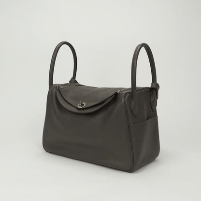 Hermes Lindy 34 Tote Shoulder Bag Color Etain Gray Silver — view 2