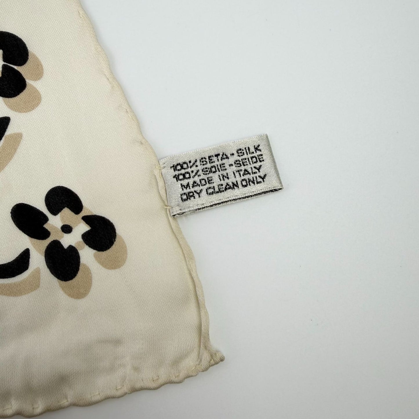 Chanel Camellia CC Logo Silk Scarf White Black Vintage — view 6