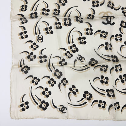 Chanel Camellia CC Logo Silk Scarf White Black Vintage — view 4
