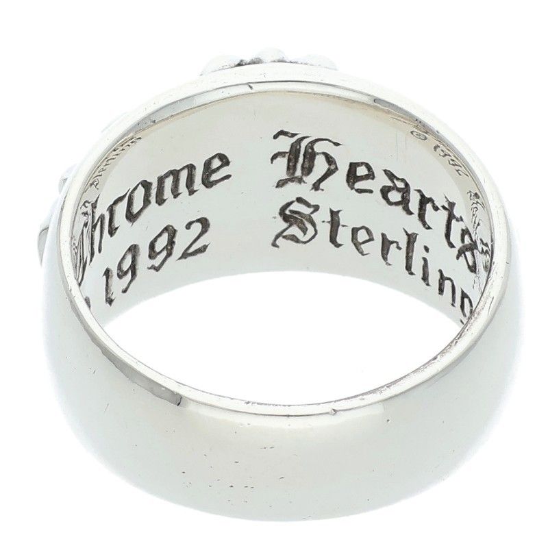 Chrome Hearts Flrl Floral Cross Diamond Silver Ring — view 2