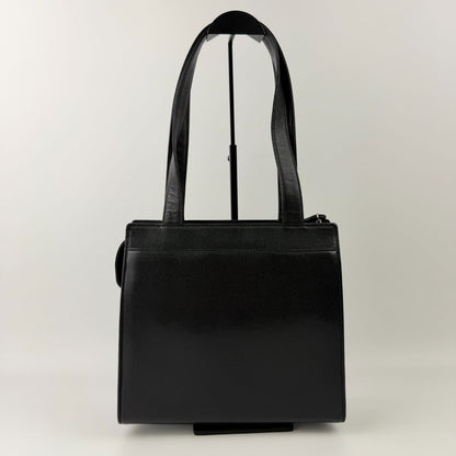 Chanel CC Logo Tote Shoulder Bag Caviar Leather Black Silver Vintage — view 5