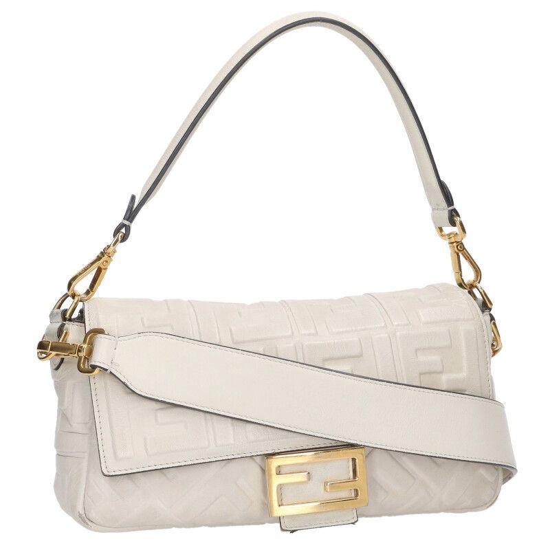 Fendi Logo Embossed Baguette Shoulder Bag