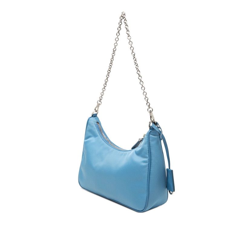 Prada Chain 2-Way Shoulder Bag Blue Nylon Leather — view 2