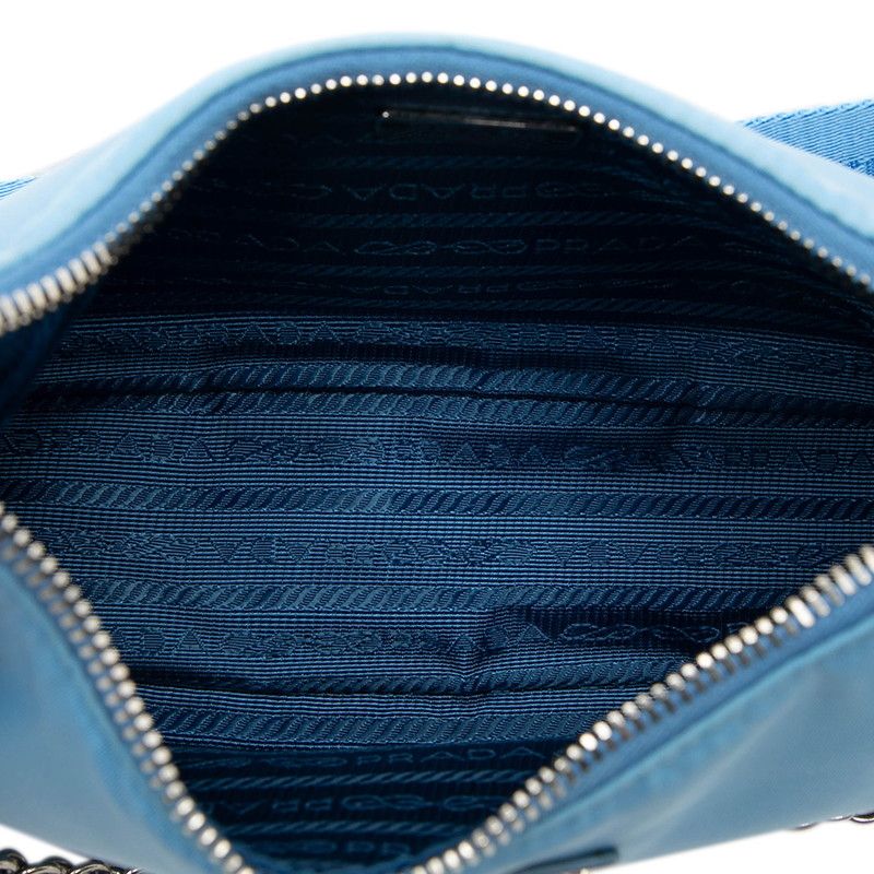 Prada Chain 2-Way Shoulder Bag Blue Nylon Leather — view 4