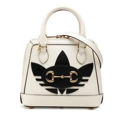 Gucci Adidas Horsebit 1955 2-Way Shoulder Bag White Black Leather