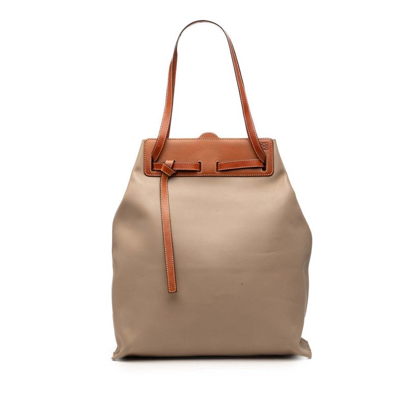 Loewe Anagram Lazo Tote Bag Beige Brown Leather