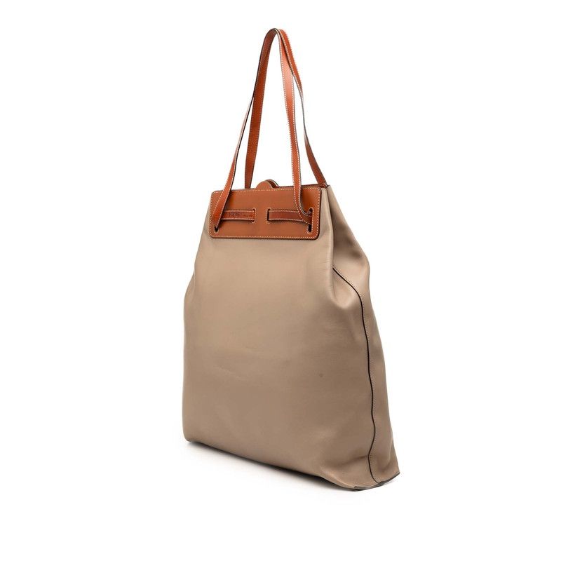 Loewe Anagram Lazo Tote Bag Beige Brown Leather — view 2