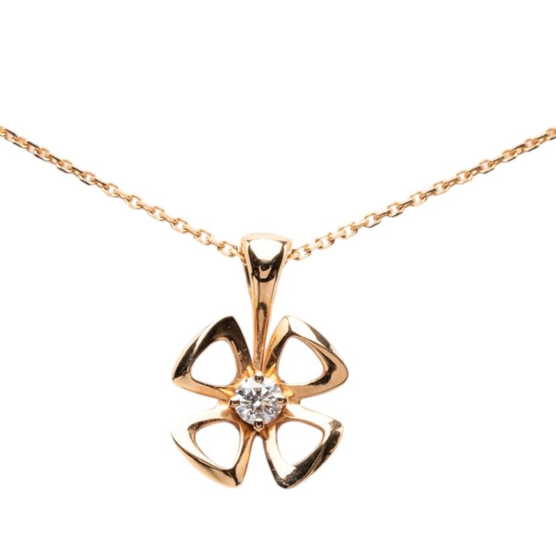 Bvlgari Fioreva Chain Pendant Diamond 18K Yellow Gold
